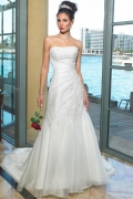A-Line/Princess Strapless Chapel ChiffonTaffeta Bridal Gowns