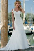 A-Line/Princess One shoulder Chapel Chiffon Bridal Gown
