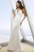 Column Halter Brush Chiffon Bridal Gown