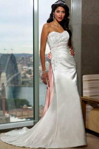 Empire Strapless Chapel Satin Bridal Gown