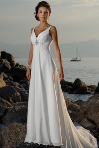 Column Sweetheart Chapel Chiffon Bridal Gown