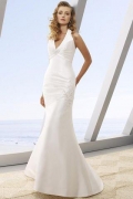 Mermaid Halter Brush Taffeta Bridal Gown