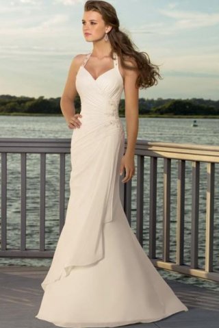 Empire Halter Chapel Chiffon Bridal Gown