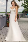 A-Line/Princess V-Neck Brush Chiffon Bridal Gown