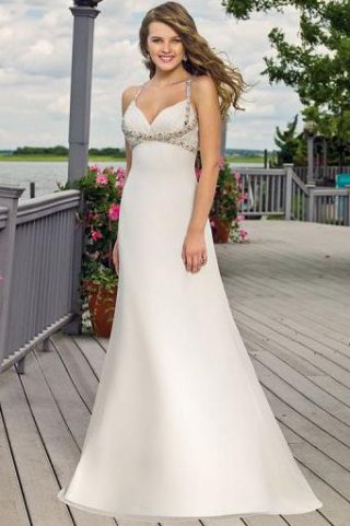 A-Line/Princess V-Neck Brush Chiffon Bridal Gown