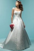 A-Line/Princess Square Chapel Satin Bridal Gown