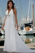 Empire Halter Chapel Chiffon Bridal Gown