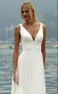 Column V-Neck Chapel Chiffon Bridal Gown