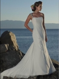 Discount One Beads Working Shoulder Long Length Customer-Made Design Beach Wedding Dress 2011 with Sash