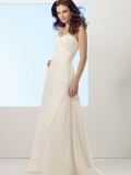 Empire waist Strapless Pleated Scoop Designer Floor Length Beach Wedding Dress at discount price