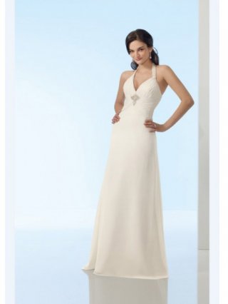 Halter V-neck Floor length Designer Elegant Rhinestone Beach Wedding Dress Under 150