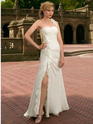 Morden One Volume Strap Pleated Open Style Floor length Vogue Bargain Beach Wedding Dress