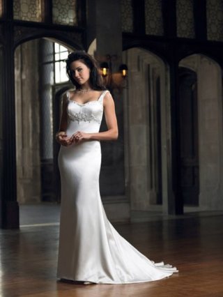 Satin Mermaid/ Trumpet Couture Floor Length Embroider Beach Wedding Dress at bargain price