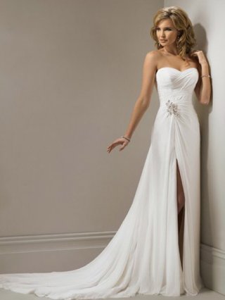 Unique Chiffon Long Length Sexy Discount Customer-Made Design Beach Wedding Dress