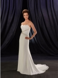 Cheap Strapless Beads Working Tube Top Sheath/ Column Chiffon Sweep/ Brush length Beach Wedding Dress 2011