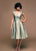 A-Line Off-the-Shoulder Knee-length Silk Shantung Taffeta Bridesmaid Dress
