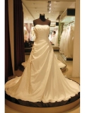 Best Floor Length A-Line Strapless Low Back Sweep Train With Beads,Bandage Wedding Dresses WDresses00736