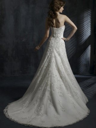 Best Floor Length A-Line Strapless Low Back Sweep Train With Embroidery,Bandage Wedding Dresses WDresses00931