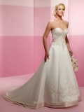 Best Floor Length A-Line Sweetheart Low Back Sweep Train With Embroidery,Bandage,Button Wedding Dresses WDresses00833