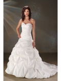 Best Quality Floor Length A-Line Sweetheart Low Back Sweep Train With Button,Sequins Wedding Dresses WDresses00977