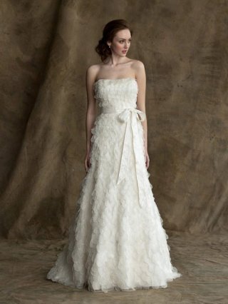 Best Seller/Hot Sale Floor Length A-Line Strapless Low Back Sweep Train With Sash Wedding Dresses WDresses00916