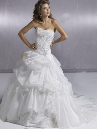 Ball Gown Beading Draped Taffeta Lace Wedding Dress