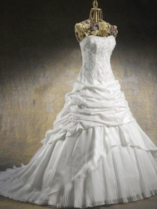 Ball Gown Strapless Beading Embroidery Taffeta Organza Wedding Dress