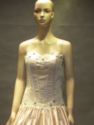 Euro Style Ball Gown Strapless Beading Lace Satin Wedding Gown