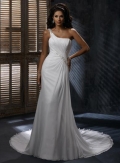 Ivory One shoulder Beaded Corset Sheath Silhouette Chiffon Wedding Dress (BOTS0691)