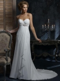 Ivory Beaded Empire Waist Corset Sheath Silhouette Chiffon Wedding Dress (BOTS0698)