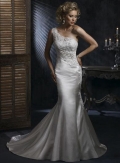 Ivory One-shoulder Embellished lace Mermaid /Trumpet Wedding Dress (BOTS0704)