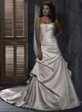 Champagne Mist Pleated A-line Silhouette Formal Wedding Dress (BOTS0708)