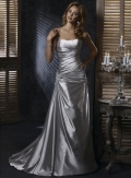 Silver Strapless Beaded Satin A-line Silhouette Corset Wedding Dress (BOTS0711)