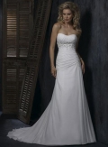 Ivory Strapless lace Chiffon A-line Silhouette Corset Wedding Dress (BOTS0712)