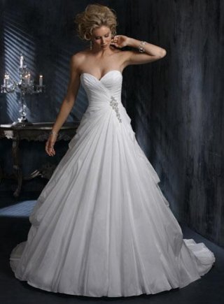 Diamond White Beaded Ball Gown Silhouette Corset Wedding Dress (BOTS0719)