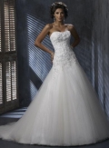 Ivory Strapless Lace Tulle A-line Silhouette Corset Wedding Dress (BOTS0721)