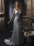 Silver V-neck Column/Sheath Corset Simple Wedding Dress (BOTS0724)