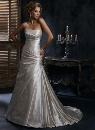 Ivory Strapless Beaded A-line Silhouette Corset Simple Wedding Dress (BOTS0728)