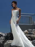 Ivory Modern One shoulder Sheath Corset Destination Wedding Dress (BOTS0737)