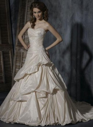 Light Glod Lace A-Line Silhouette Corset Wedding Gown (BOTS0742)