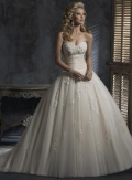 Light Gold Romantic Embellished lace Ball Gown Corset Wedding Dress (BOTS0765)