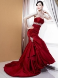 Red Empire waist Lace Up Mermaid /Trumpet Wedding Dress (BOTS0767)