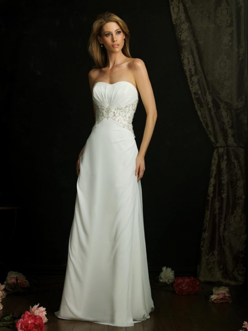 Ivory Strapless Chiffon Column/Sheath Designer Wedding Dress (BOTS0770) Ivory Strapless Chiffon Column/Sheath Designer Wedding Dress (BOTS0770)