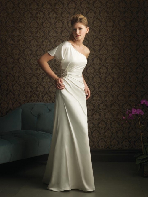 Ivory Strapless Column/Sheath Simple Unique Wedding Dress With Sleeves (BOTS0775) Ivory Strapless Column/Sheath Simple Unique Wedding Dress With Sleeves (BOTS0775)