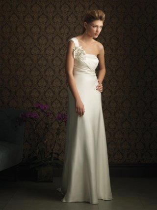 Ivory Floral Corset Column/Sheath Simple Wedding Dress (BOTS0777)