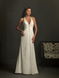 Ivory Halter Top Embroidery Beaded Chiffon Column/Sheath Wedding Dress (BOTS0783)