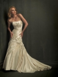 Champagne Strapless Ruffles Column/Sheath Unique Wedding Dress (BOTS0785)
