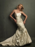 Champagne One Shoulder Mermaid /Trumpet Unique Wedding Dress (BOTS0789)