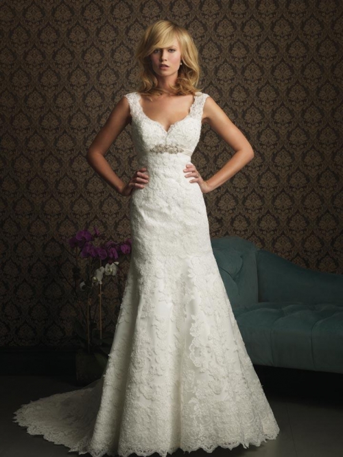 Ivory Gorgeous Lace appliqu? A-line/Princess Unique Wedding Dresses (BOTS0793)