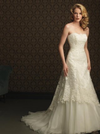 Ivory Lace Appliqu? Beaded Formal Unique Wedding Dresses (BOTS0800)